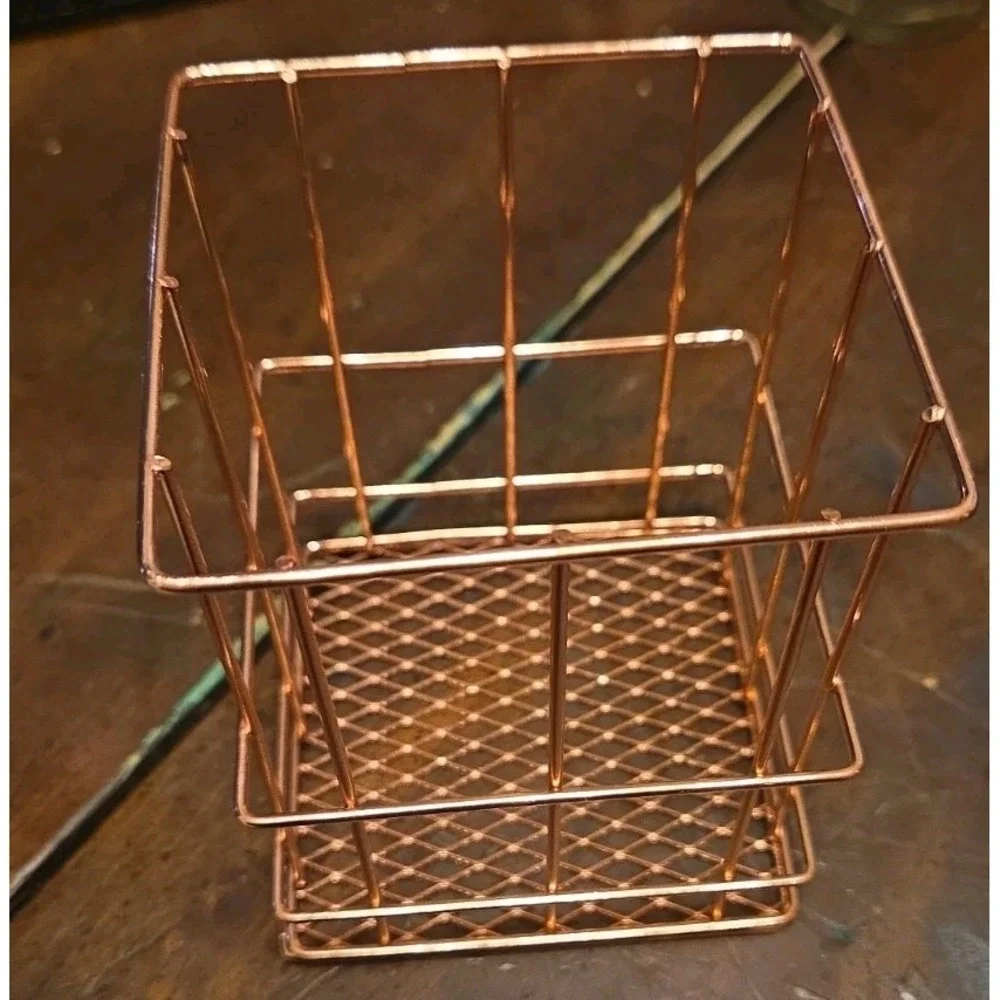 Copper Pencil Pen Cup Wire Metal Desk Organization  MCM